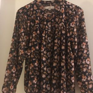 Floral print long-sleeved blouse (Loft, M)